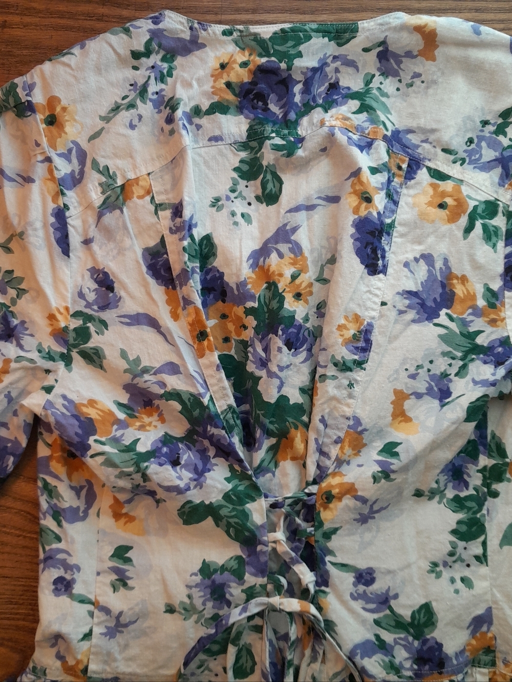 546a. white & blue vintage Uni Mondo floral short sleeve 80s 90s midi dress, M? - Picture 4 of 8